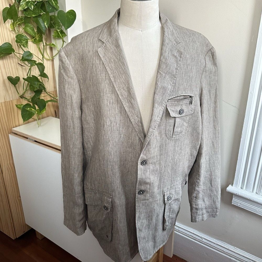 Joseph Abboud 100% Linen Blazer Jacket Men's‎ 3XL Tall Unconstructed Sport Coat
